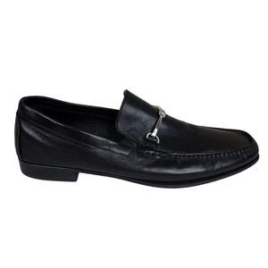 Bruno Magli Daneal Black Soft Leather Silver Horse Bit Driving Loafer Shoes Mens